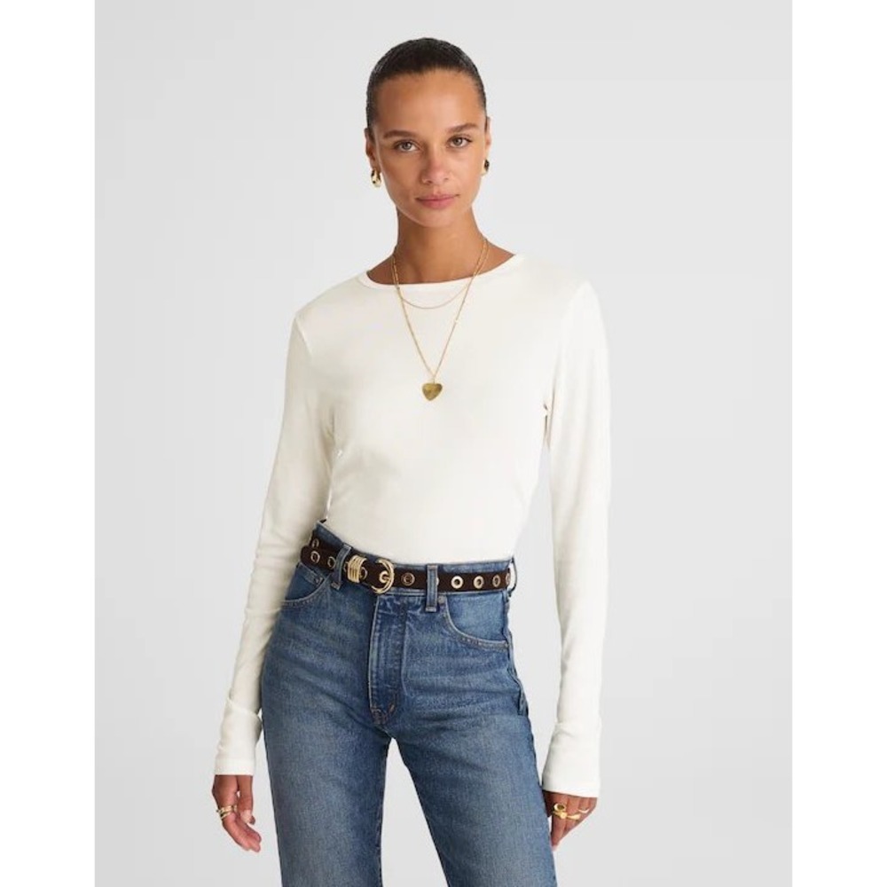Madewell Crewneck Long-Sleeve Tee in SoSoft Cotton NW949 XS NEW
